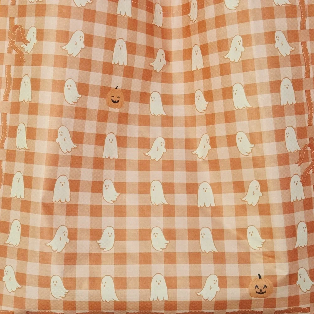 Halloween Ghosts Pumpkins Gingham Orange Ribbon Cream Shopping Bag TJMaxx New